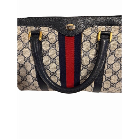 Authentic Vintage GUCCI Navy Boston - GG Monogram Bag - Picture 2 of 16